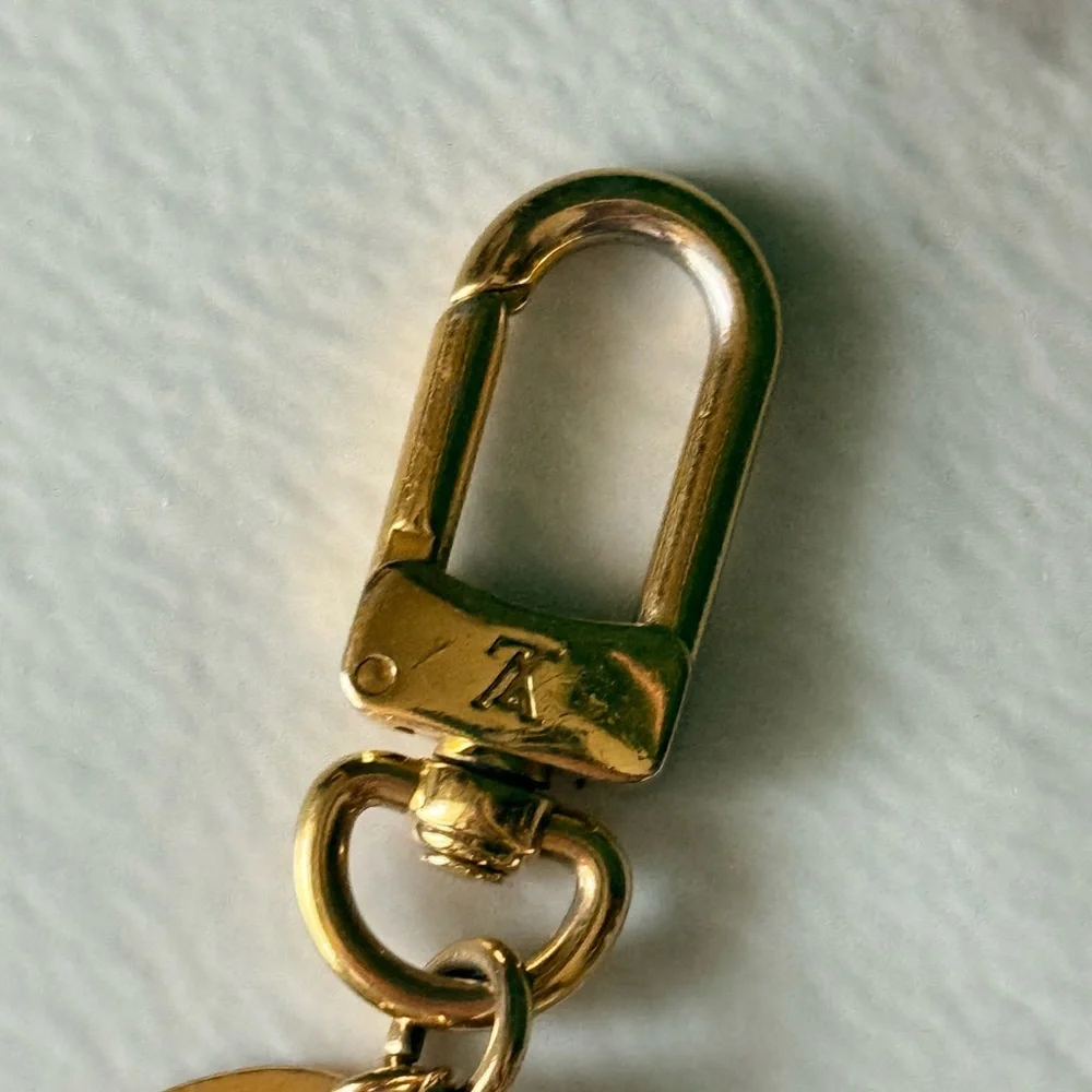 Louis Vuitton Pink & Gold Chevron Bag Charm with COA
